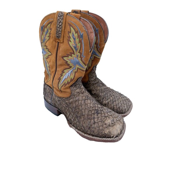 Dan Post Men's Size 9 Sea Bass Dorsal Western Square Toe Casual Boots Mid Calf - Picture 1 of 14